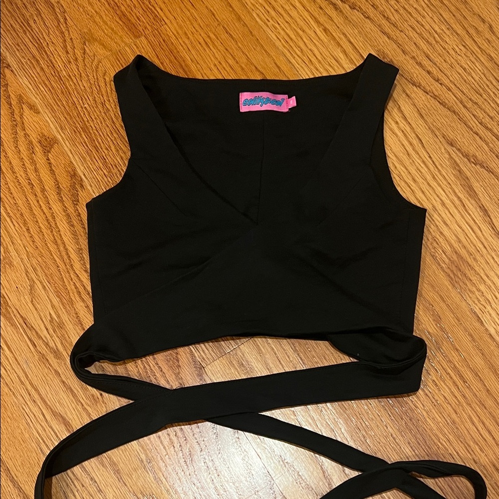 Edikted Black Wrap Tank Top